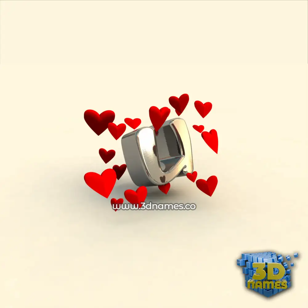u in In Love style - 3D name wallpaper