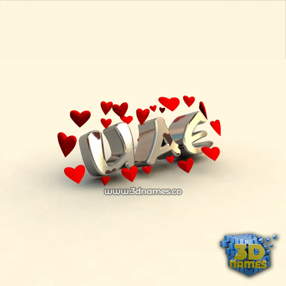 uae in In Love style - 3D name wallpaper