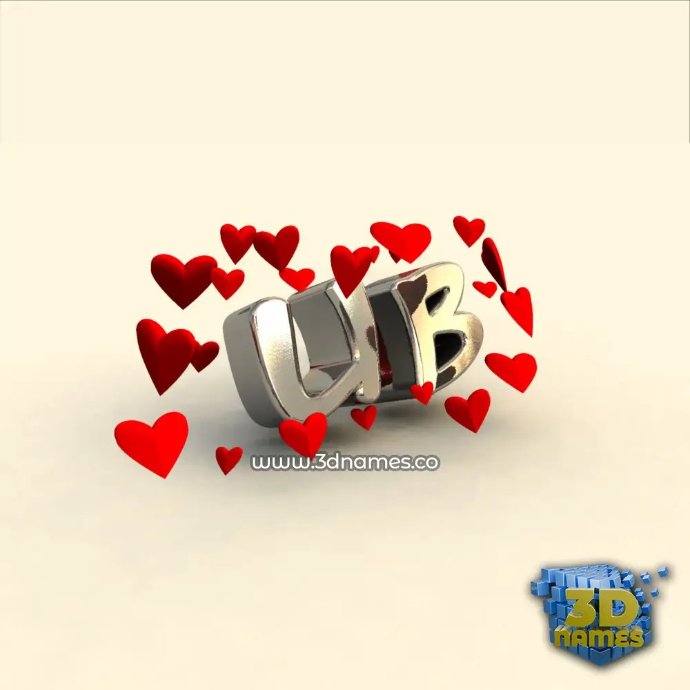 ub in In Love style - 3D name wallpaper
