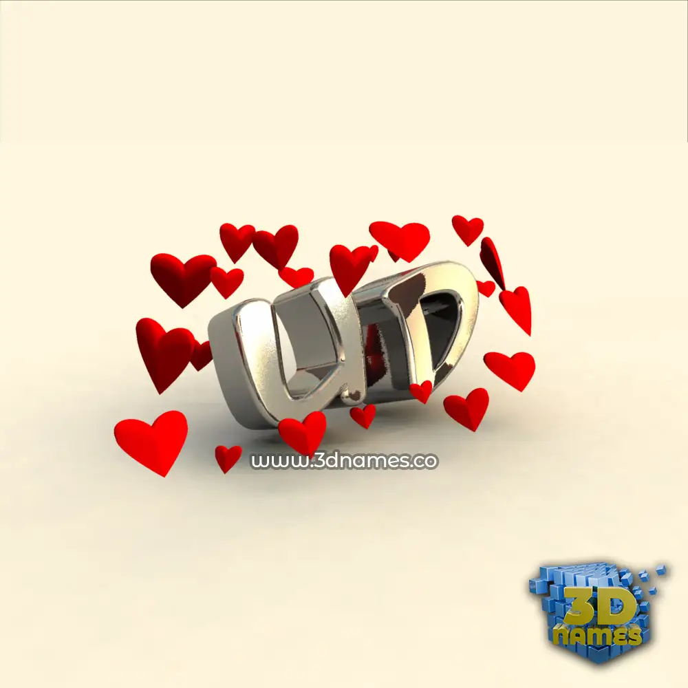 ud in In Love style - 3D name wallpaper