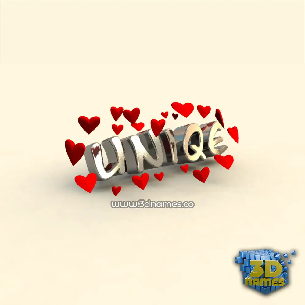 uniqe in In Love style - 3D name wallpaper