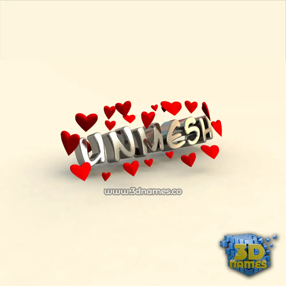 unmesh in In Love style - 3D name wallpaper
