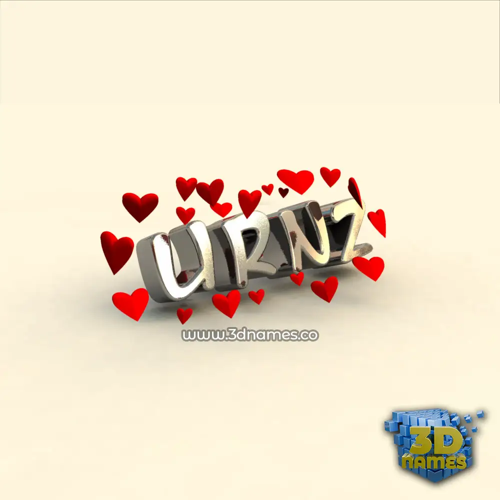 urnz in In Love style - 3D name wallpaper