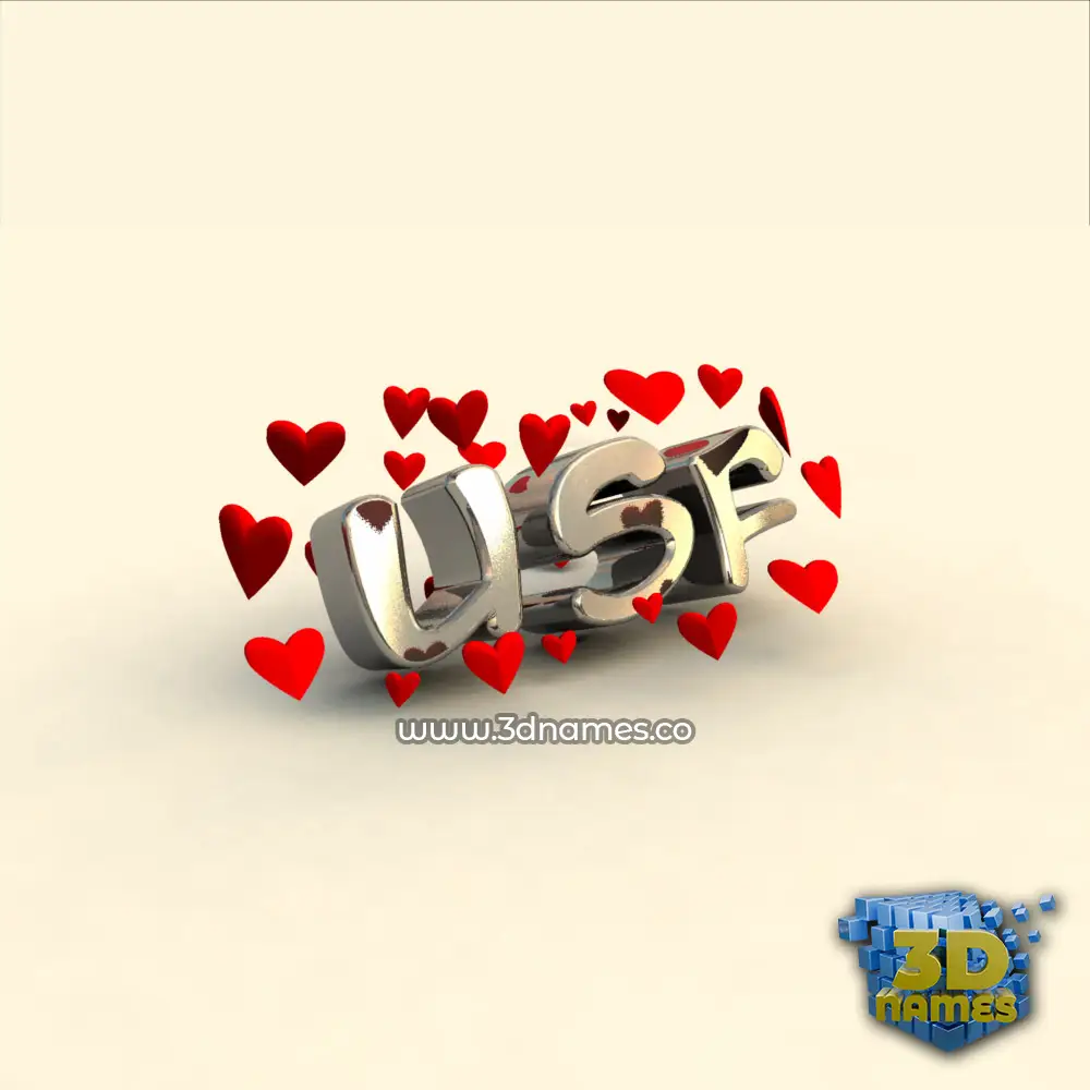 usf in In Love style - 3D name wallpaper