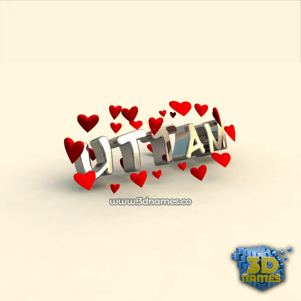uttam in In Love style - 3D name wallpaper