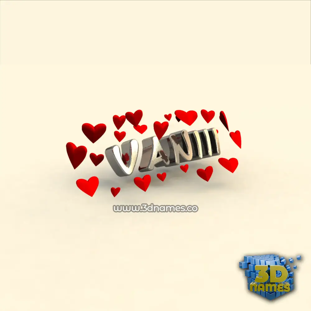 vaniii in In Love style - 3D name wallpaper