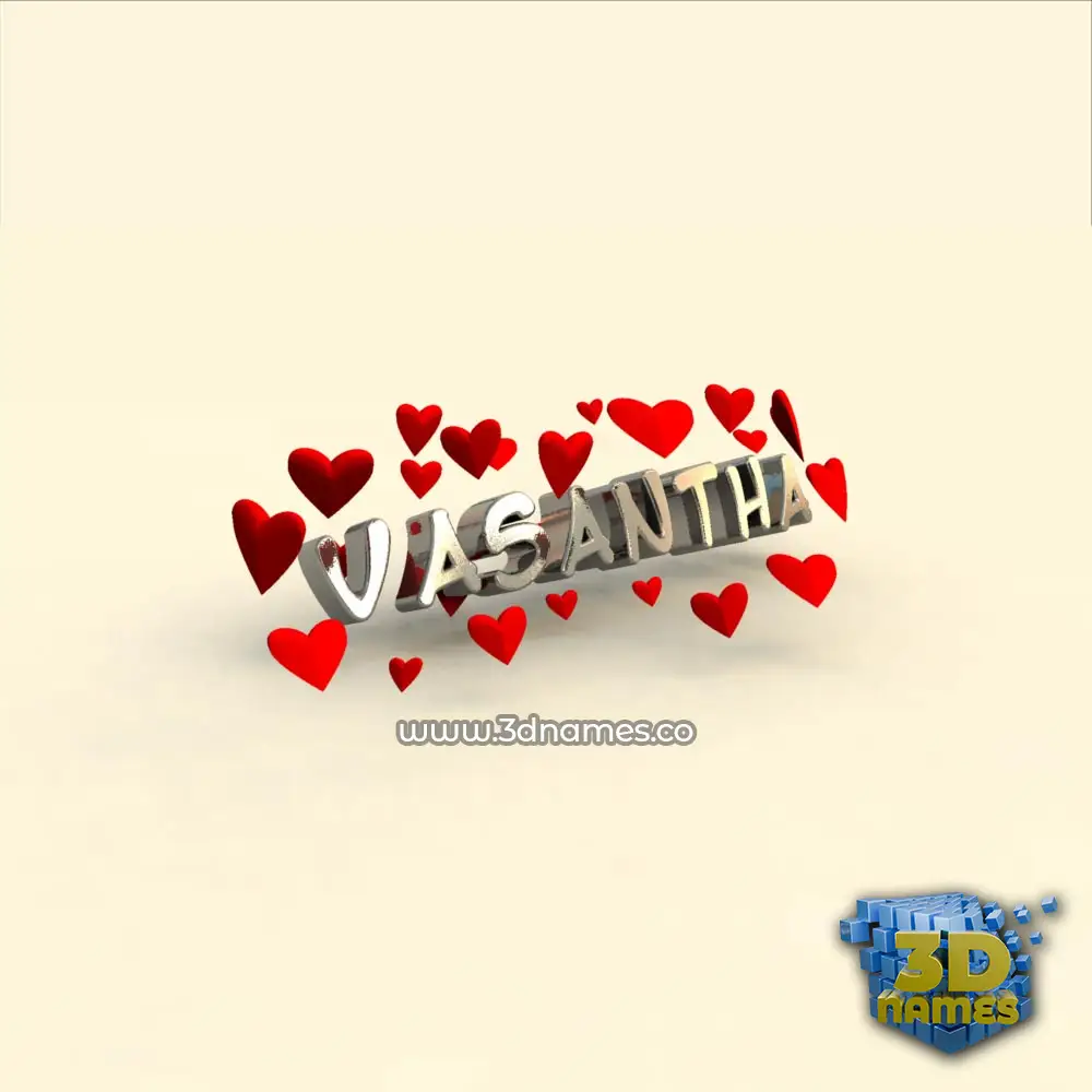 vasantha in In Love style - 3D name wallpaper