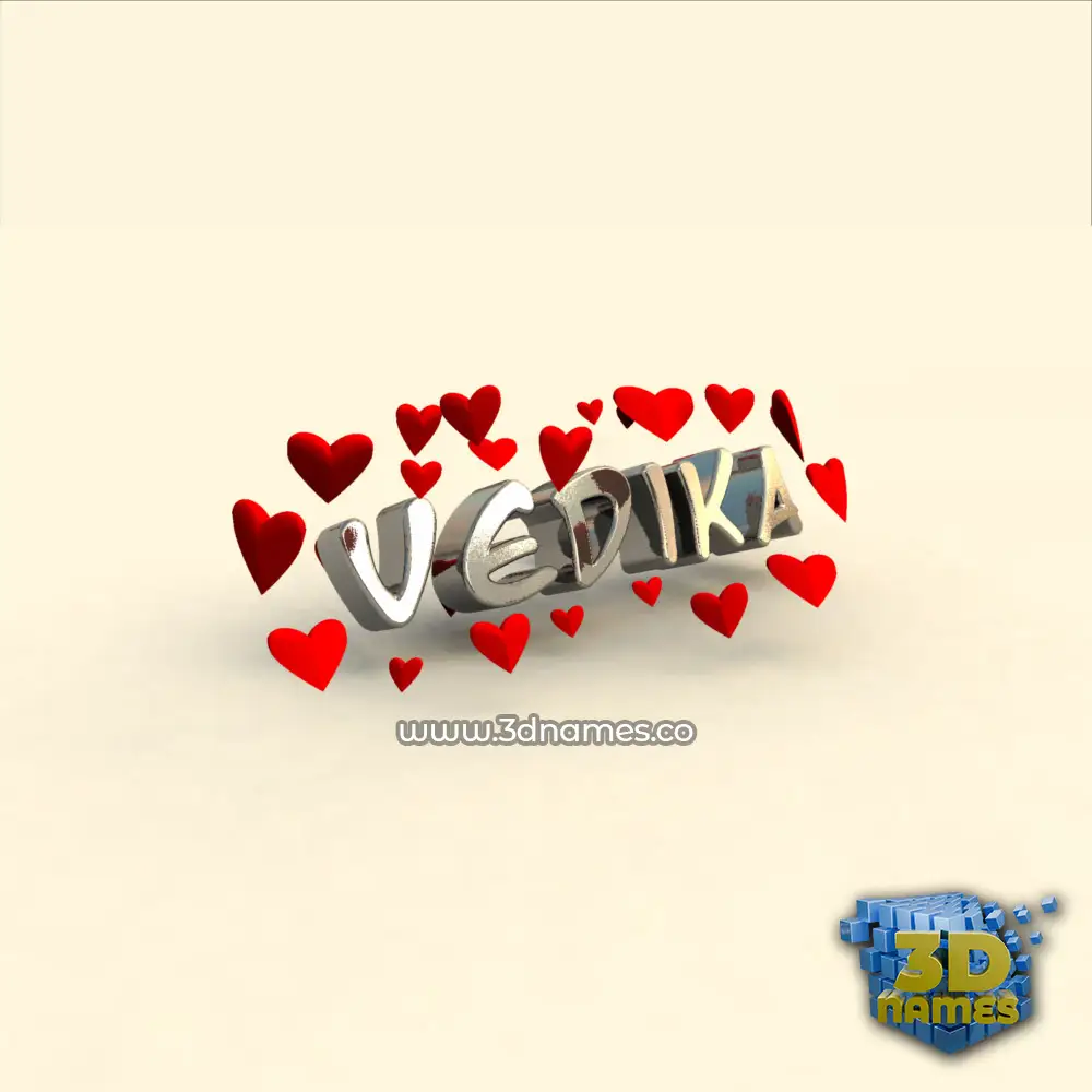 vedika in In Love style - 3D name wallpaper