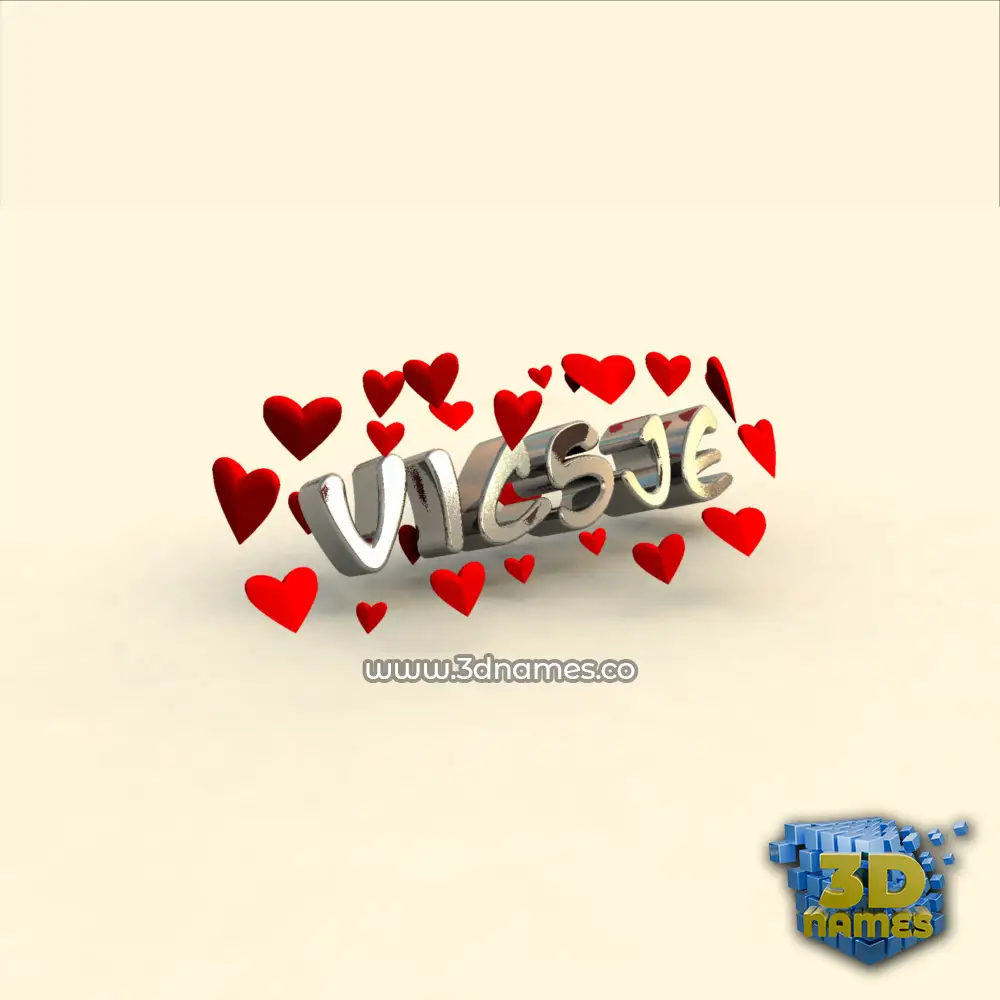 vicsje in In Love style - 3D name wallpaper