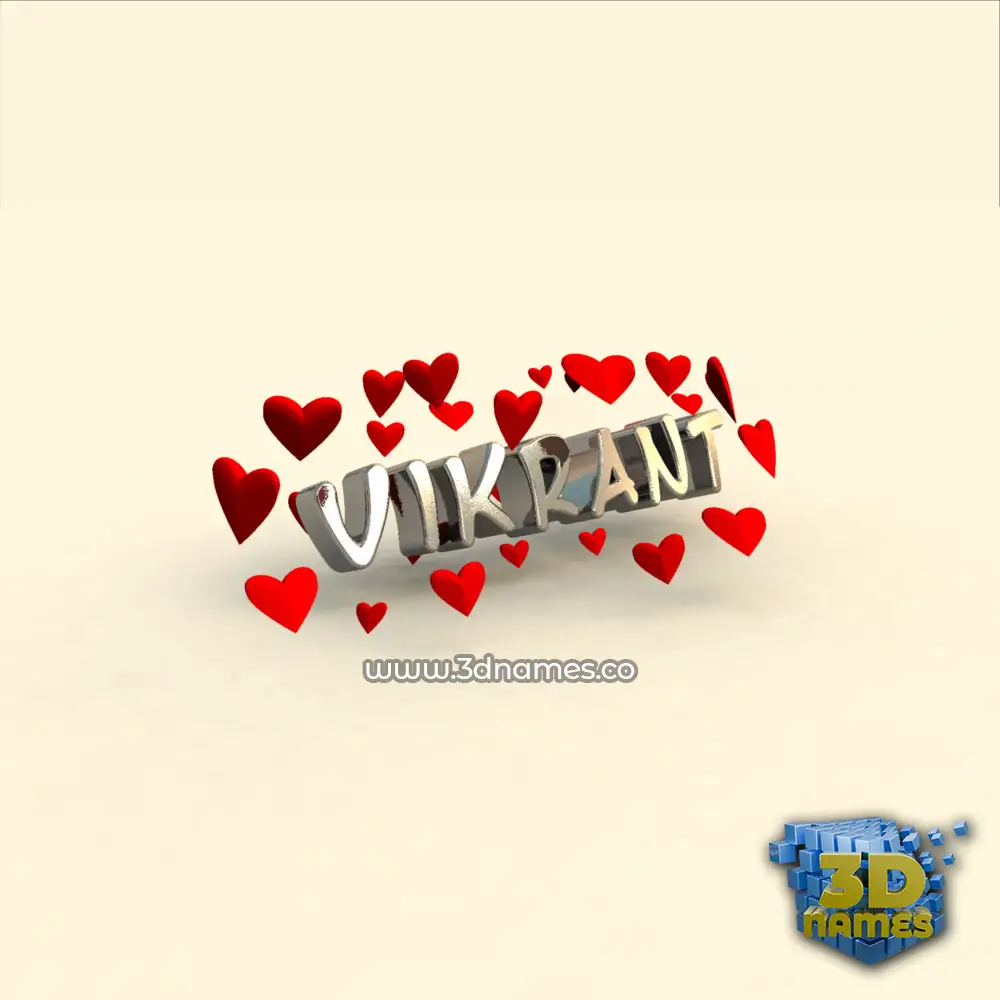 vikrant in In Love style - 3D name wallpaper