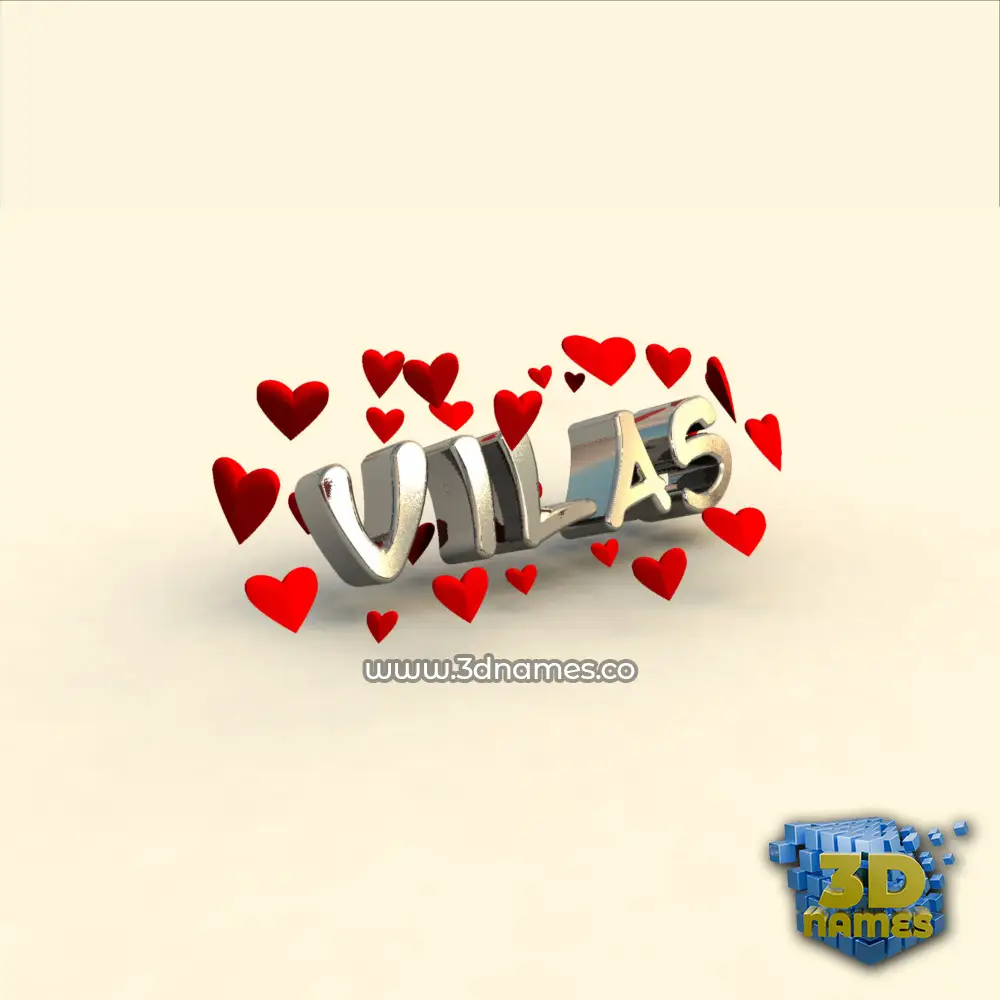 vilas in In Love style - 3D name wallpaper