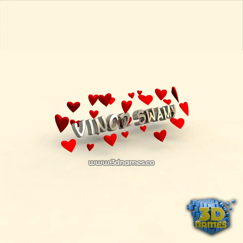 vinod swamy in In Love style - 3D name wallpaper