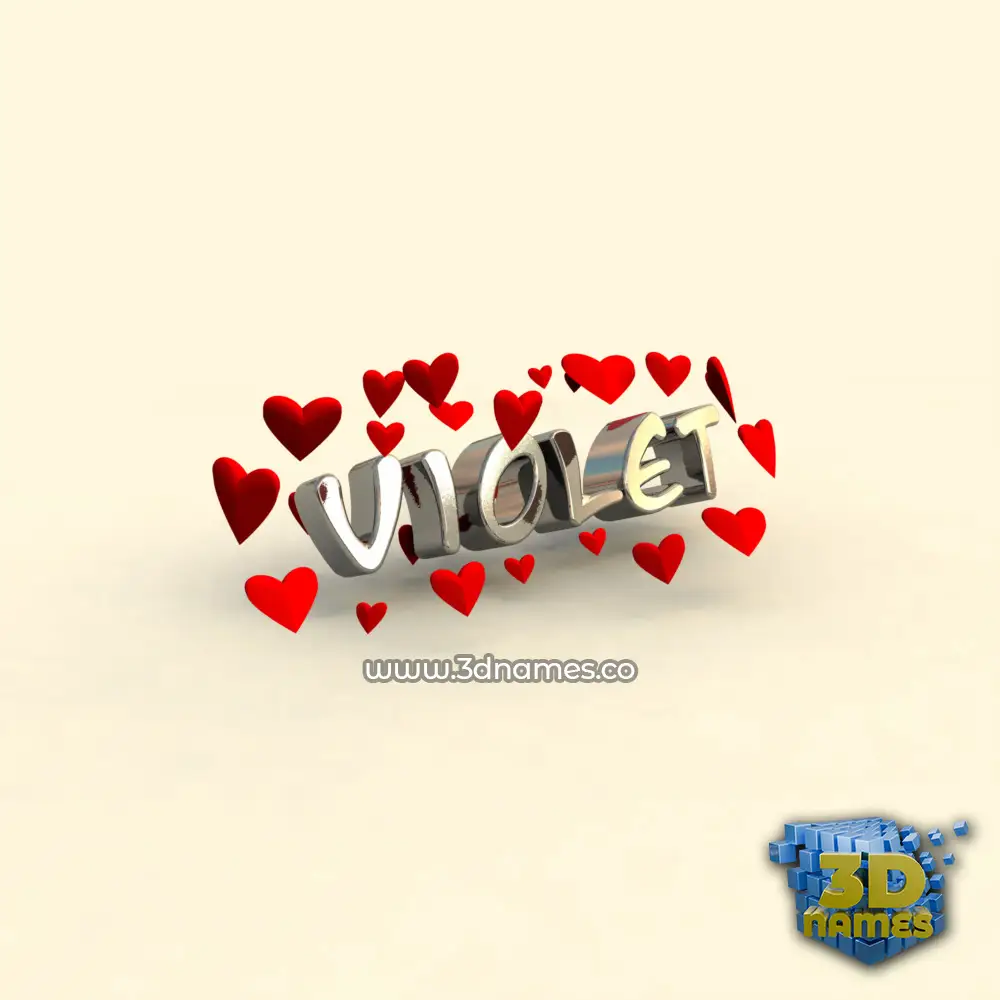 violet in In Love style - 3D name wallpaper
