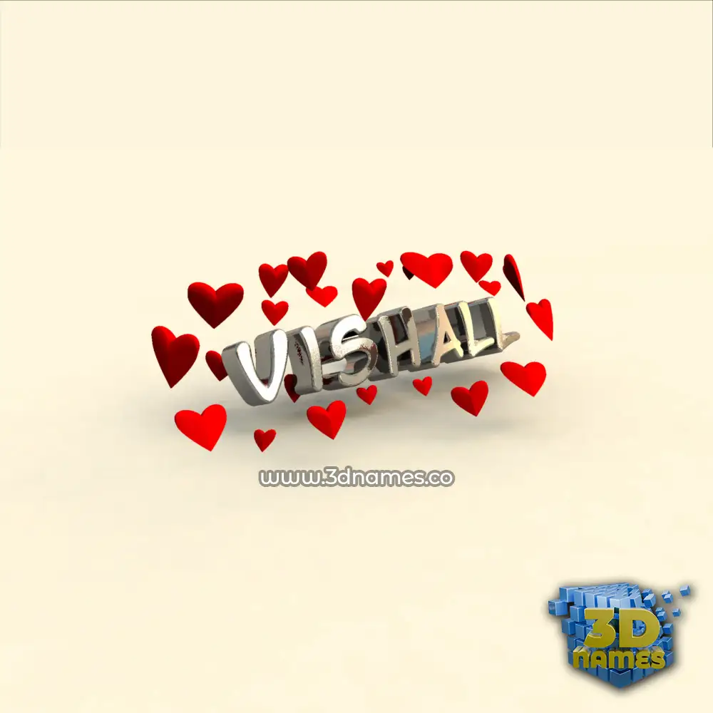 vishall in In Love style - 3D name wallpaper