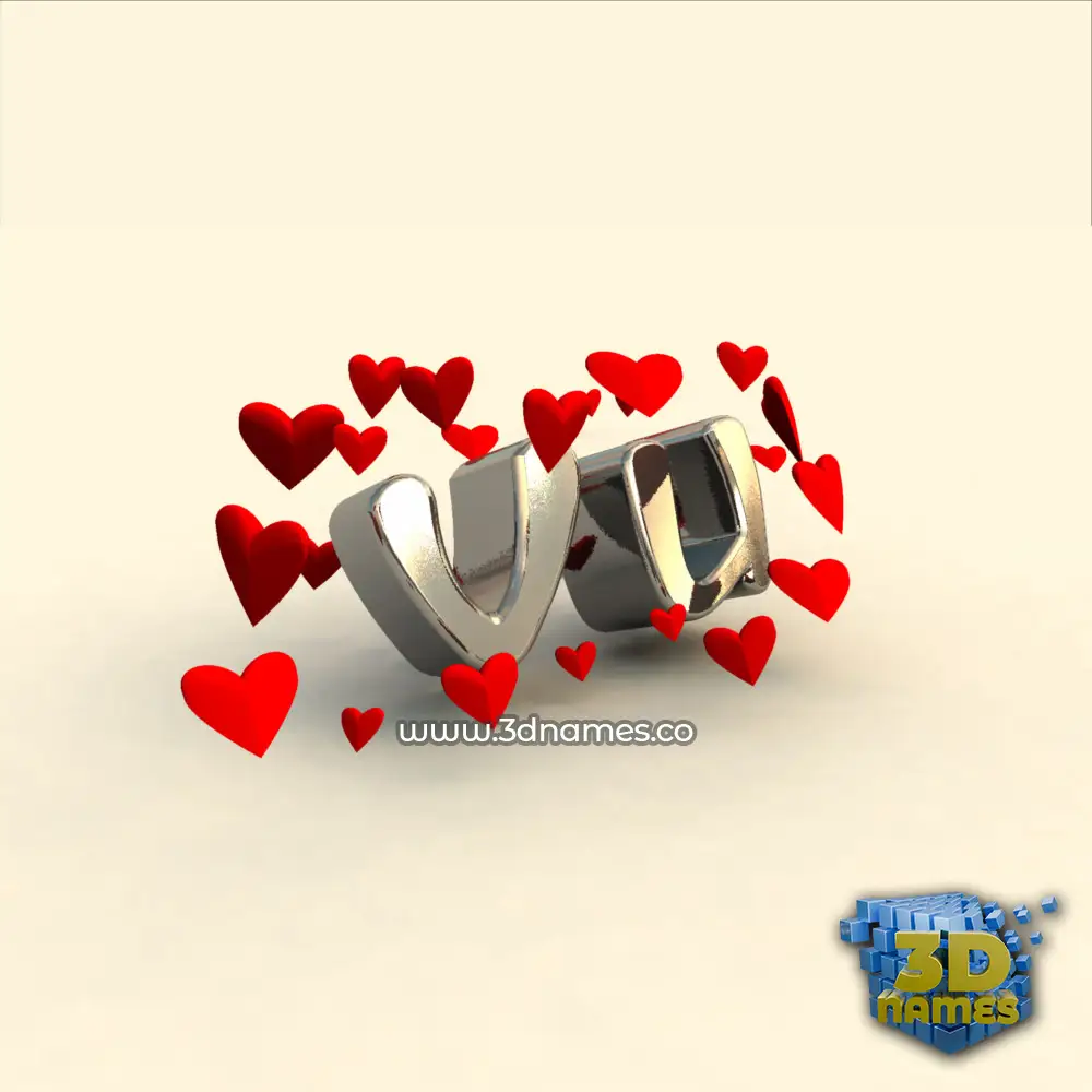 vu in In Love style - 3D name wallpaper