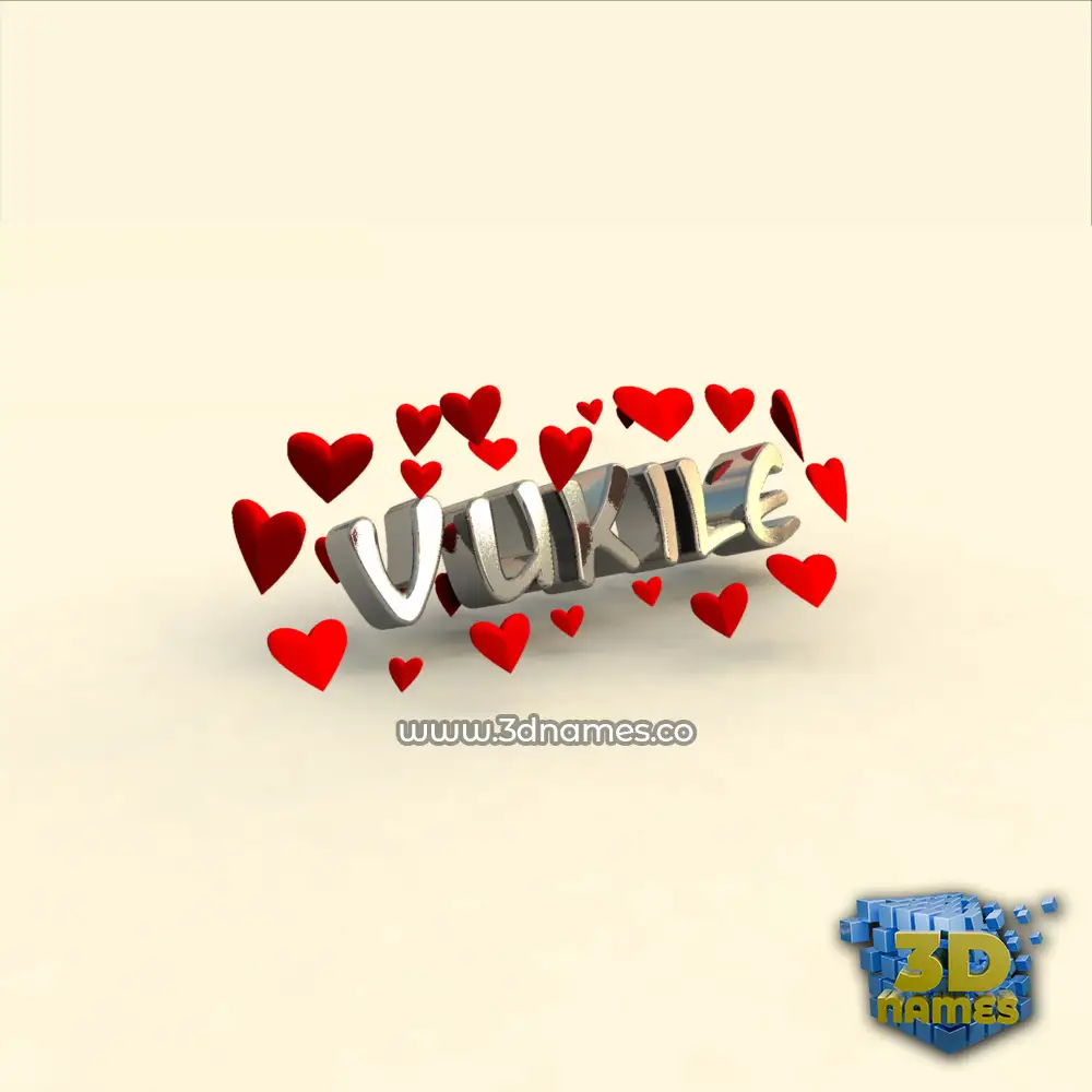 vukile in In Love style - 3D name wallpaper
