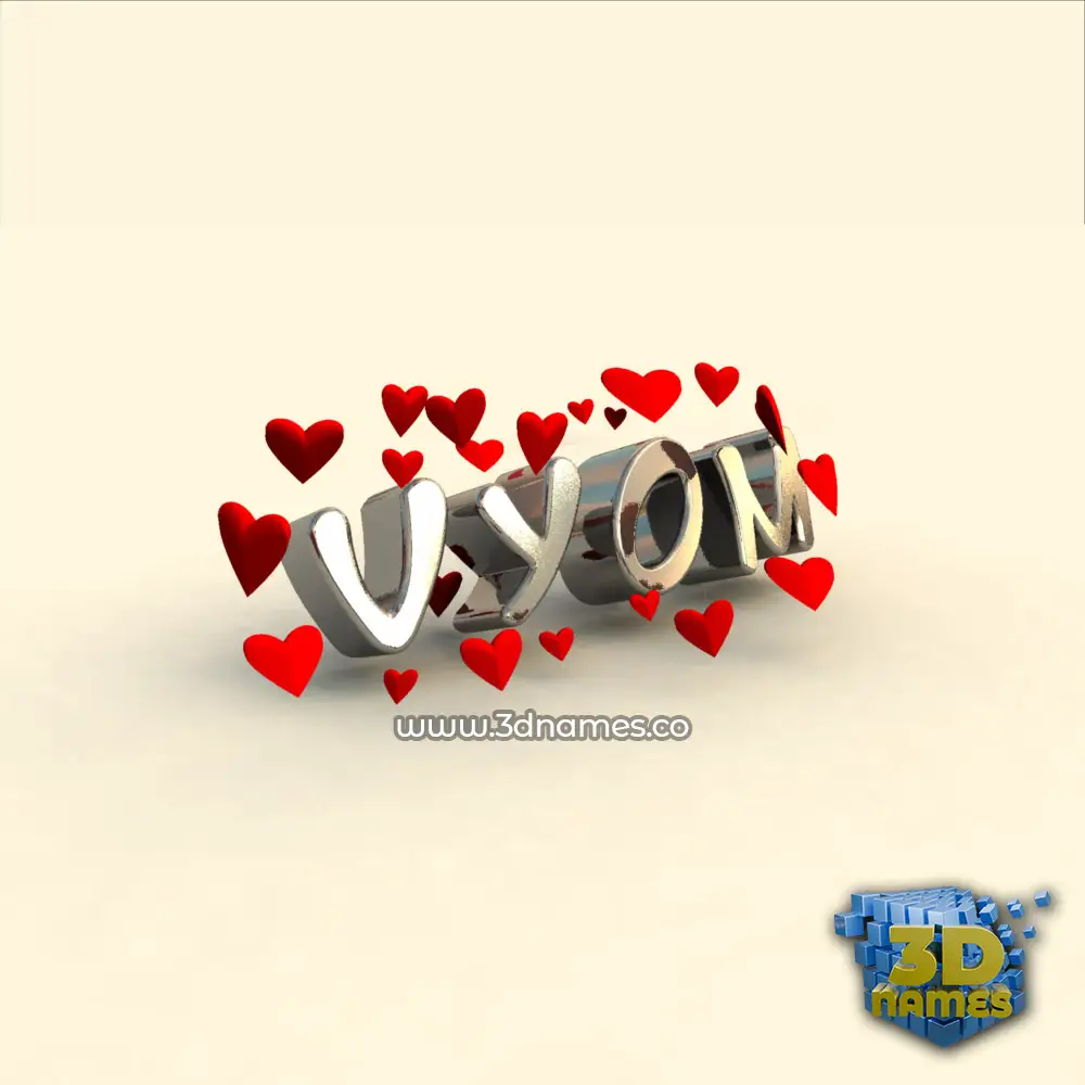 vyom in In Love style - 3D name wallpaper