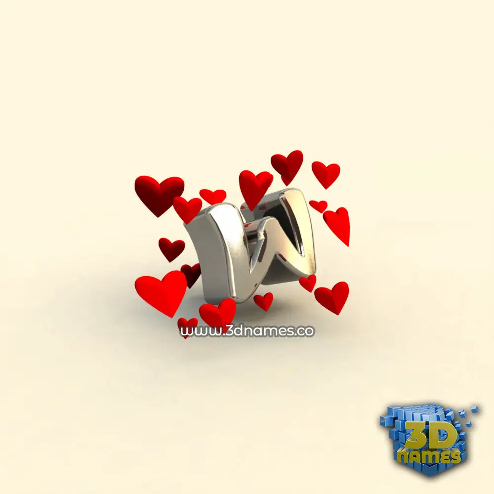 w in In Love style - 3D name wallpaper