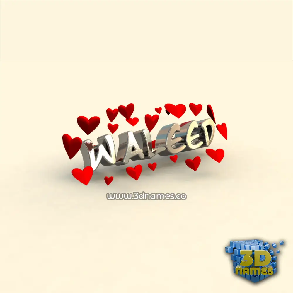 waleed in In Love style - 3D name wallpaper