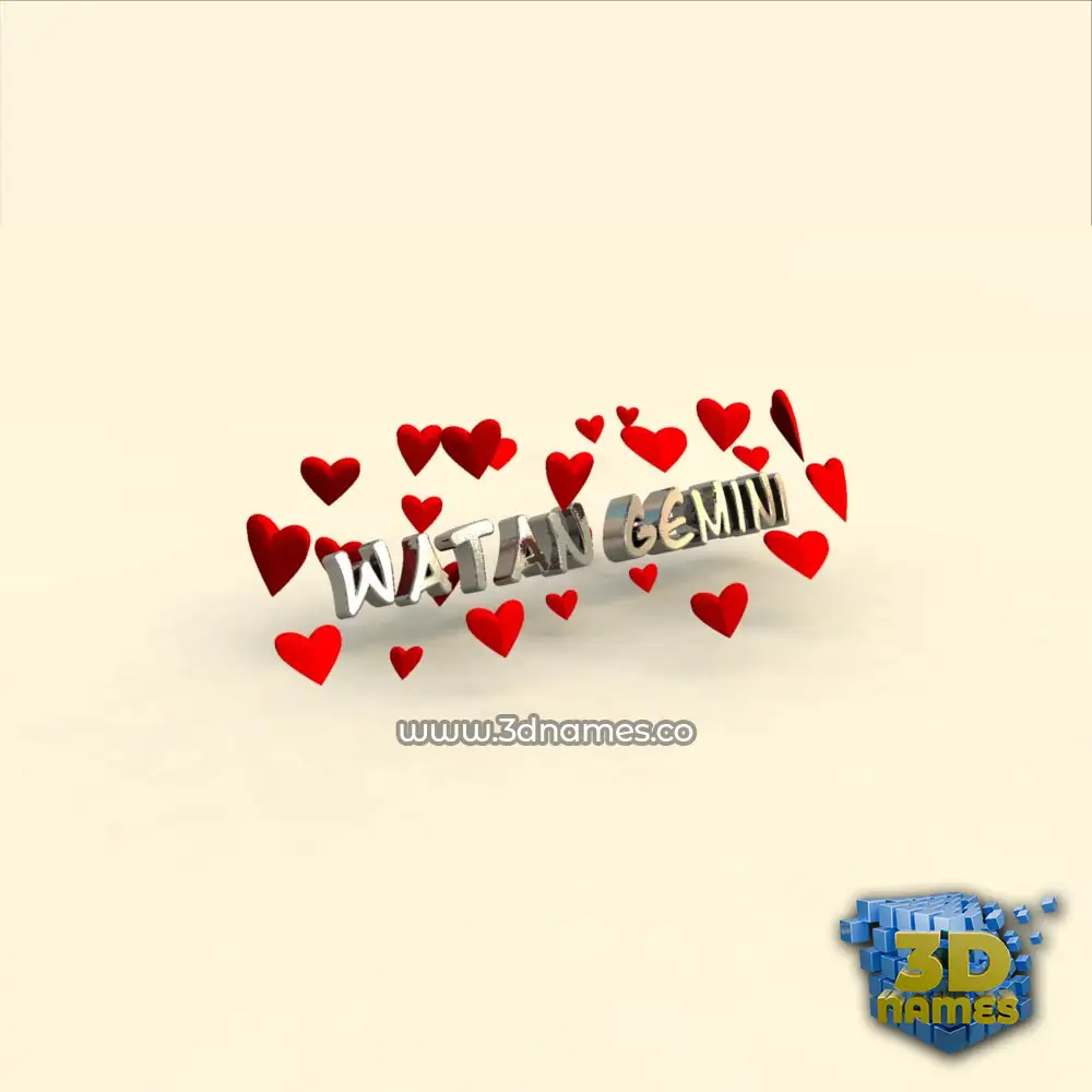 watan gemini in In Love style - 3D name wallpaper