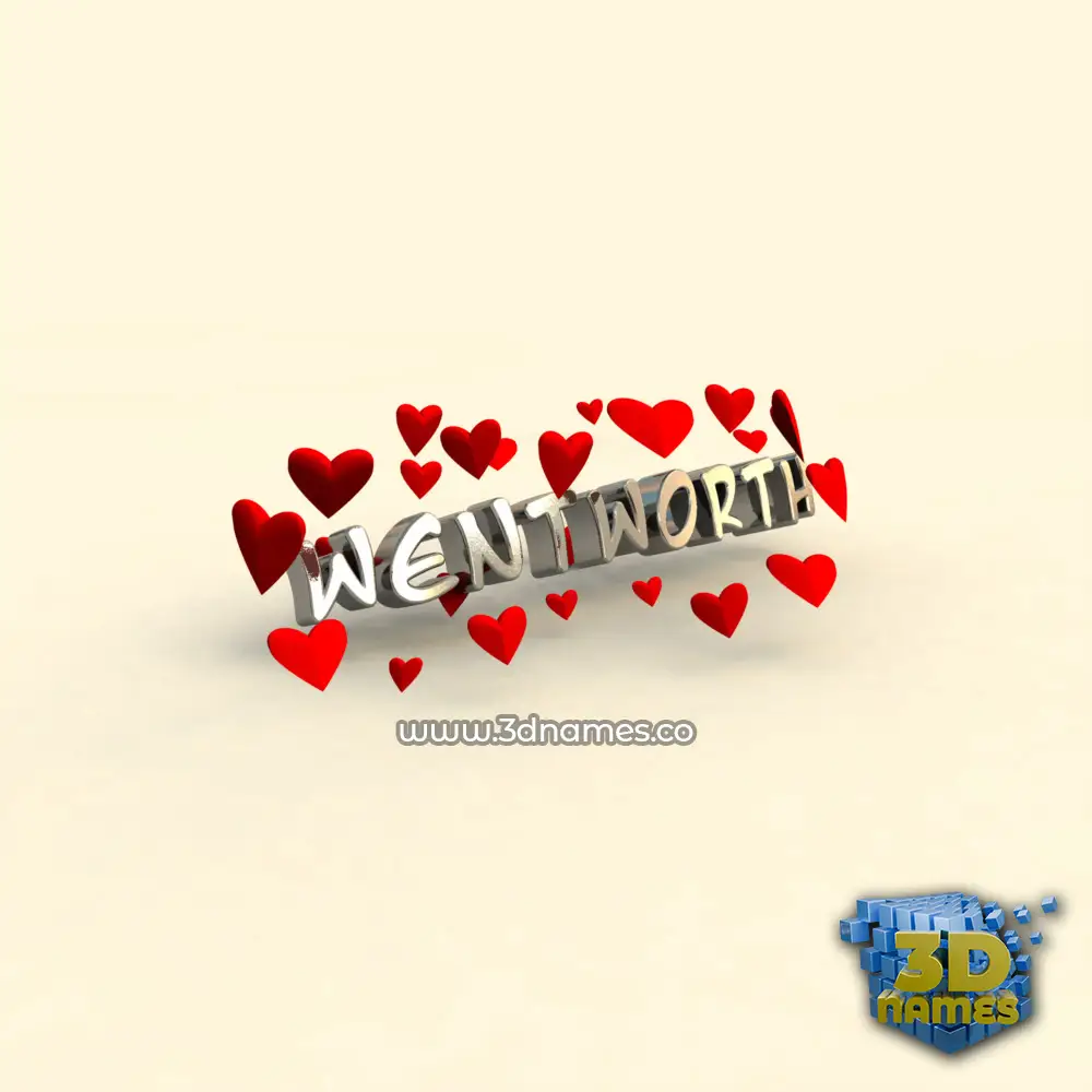wentworth in In Love style - 3D name wallpaper