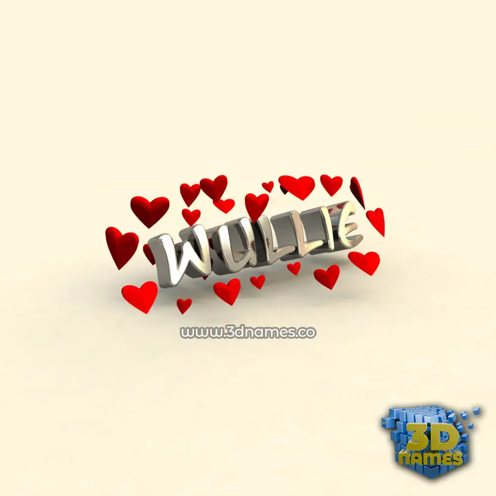 wullie in In Love style - 3D name wallpaper