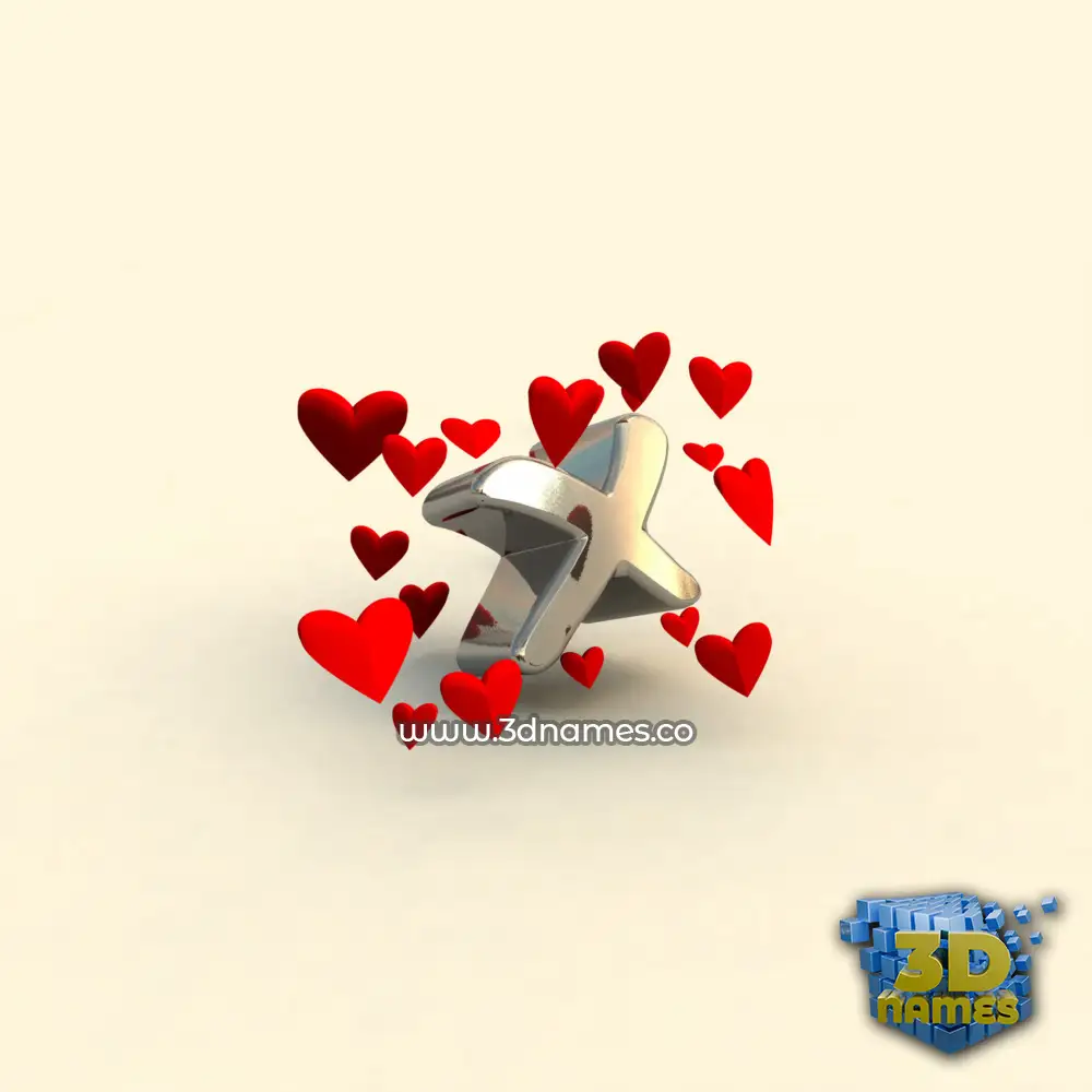 x in In Love style - 3D name wallpaper