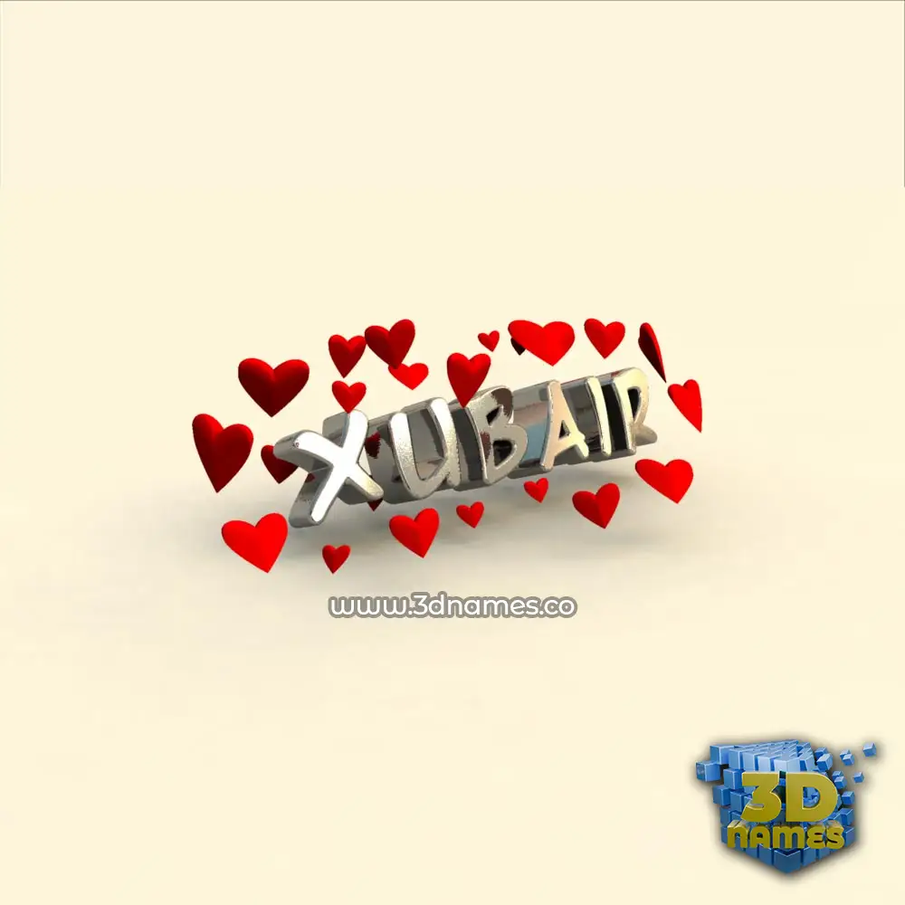 xubair in In Love style - 3D name wallpaper