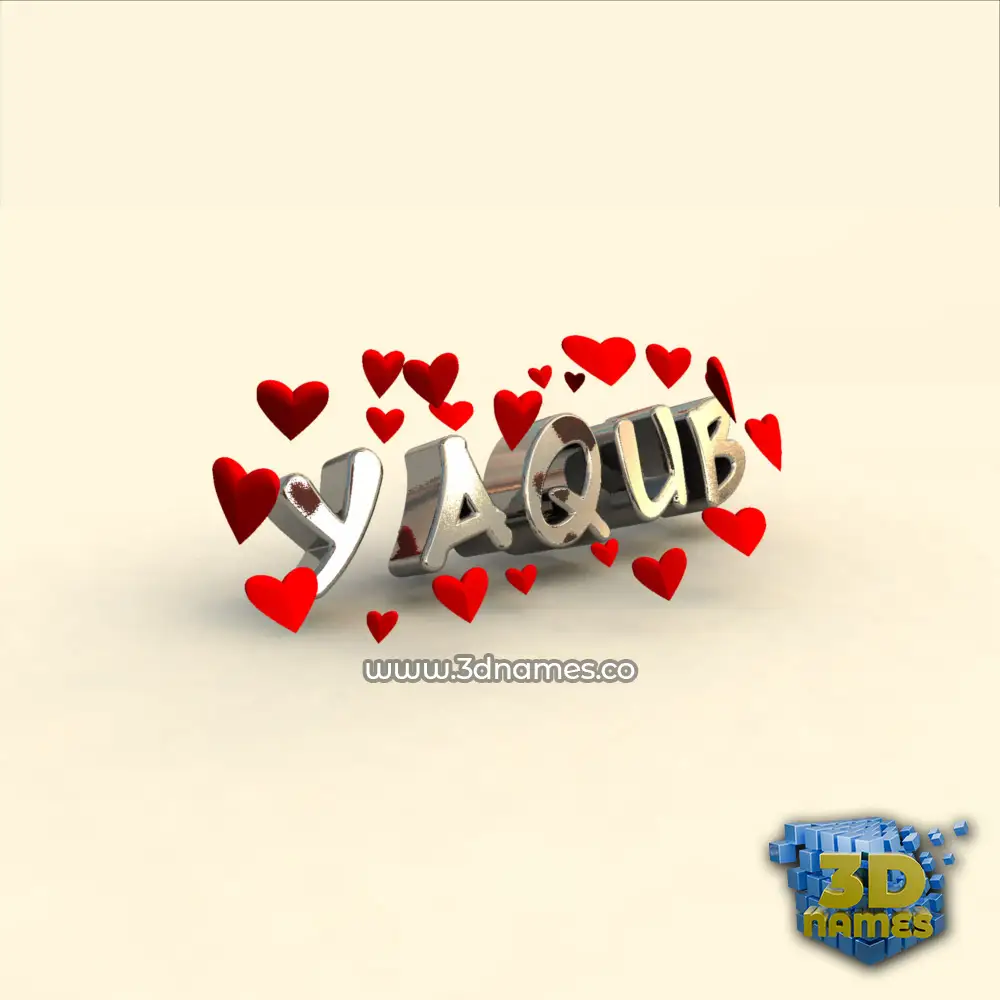 yaqub in In Love style - 3D name wallpaper