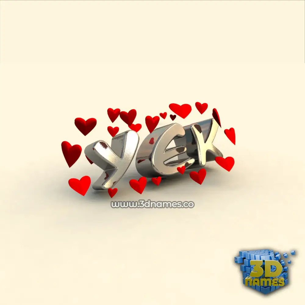 yek in In Love style - 3D name wallpaper