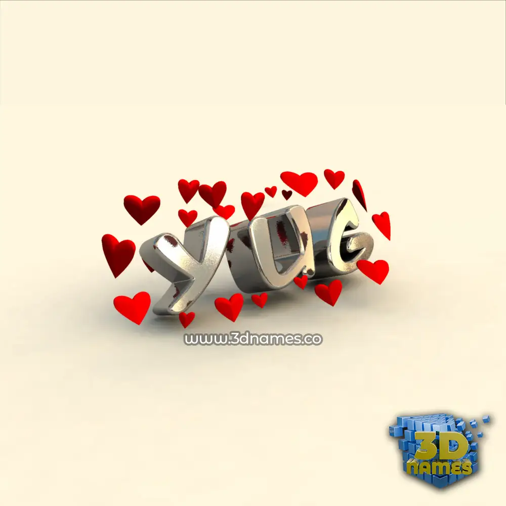 yug in In Love style - 3D name wallpaper