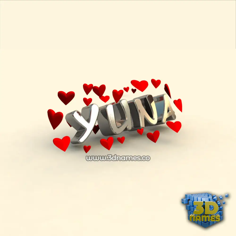 yuna in In Love style - 3D name wallpaper