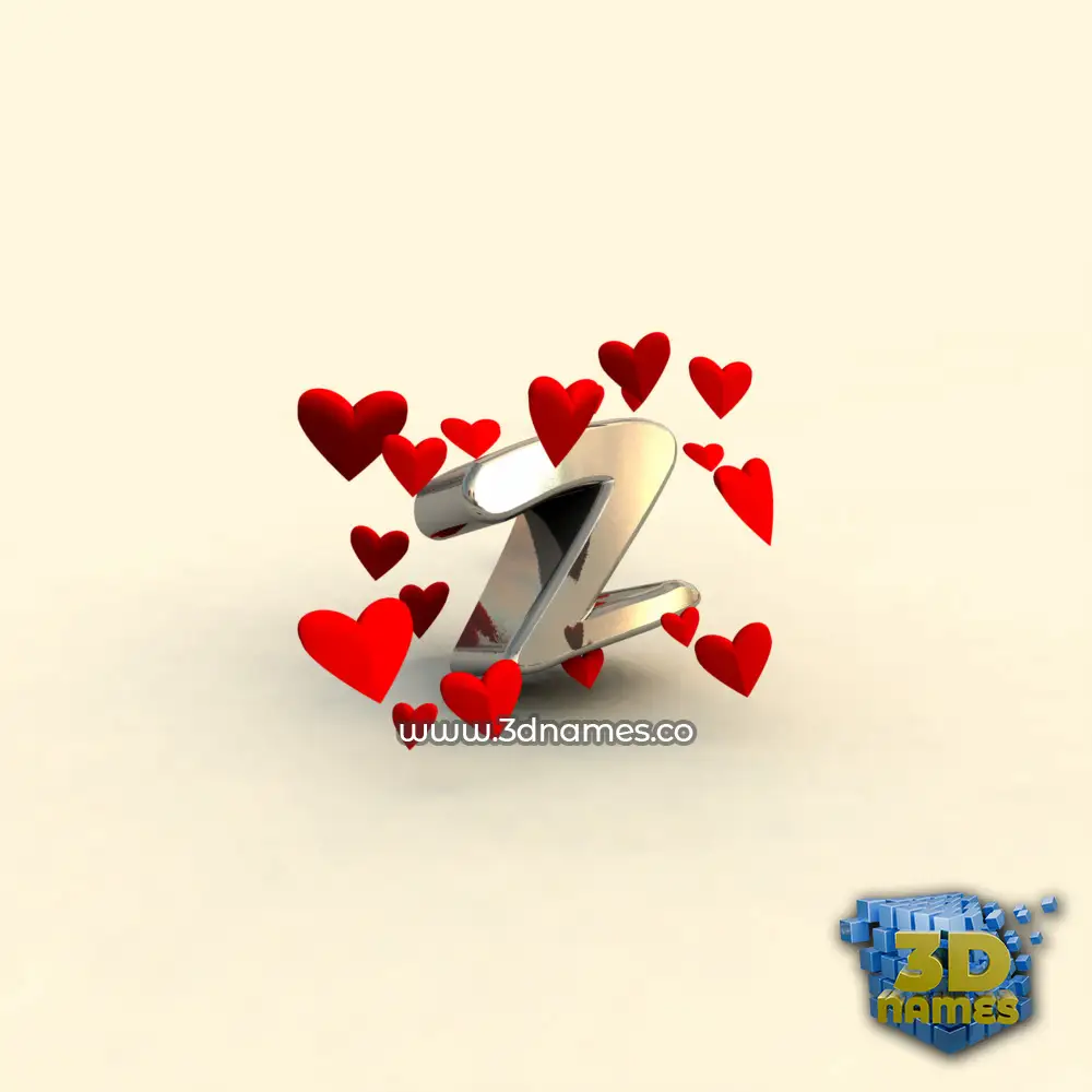 z in In Love style - 3D name wallpaper