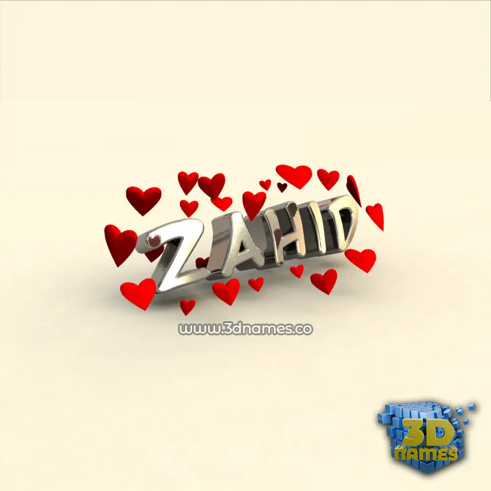 zahid in In Love style - 3D name wallpaper