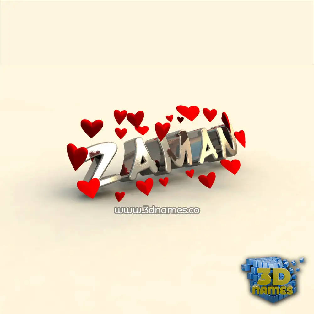 zaman in In Love style - 3D name wallpaper