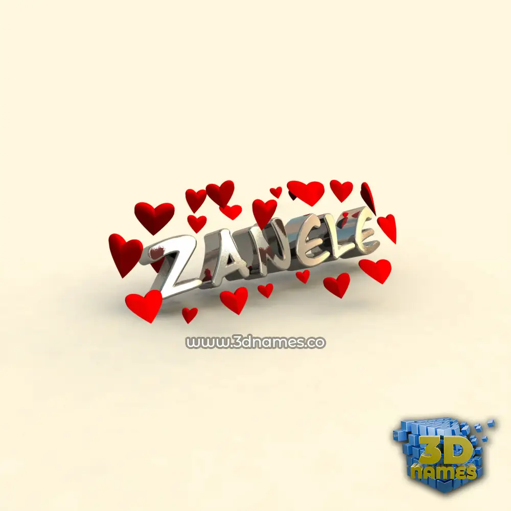 zanele in In Love style - 3D name wallpaper