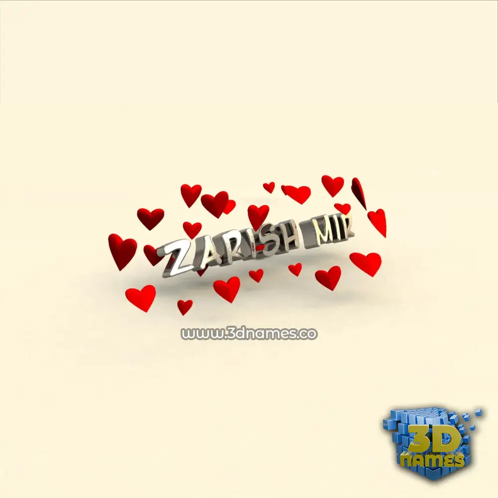 zarish mir in In Love style - 3D name wallpaper