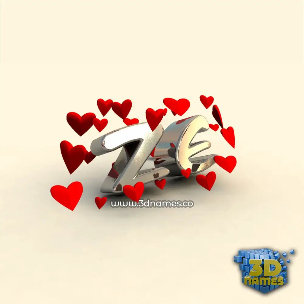 ze in In Love style - 3D name wallpaper