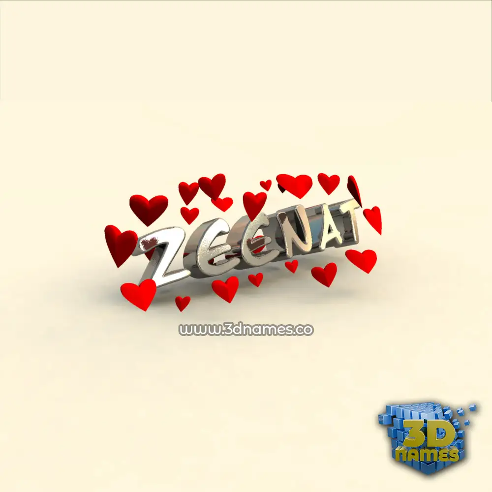 zeenat in In Love style - 3D name wallpaper