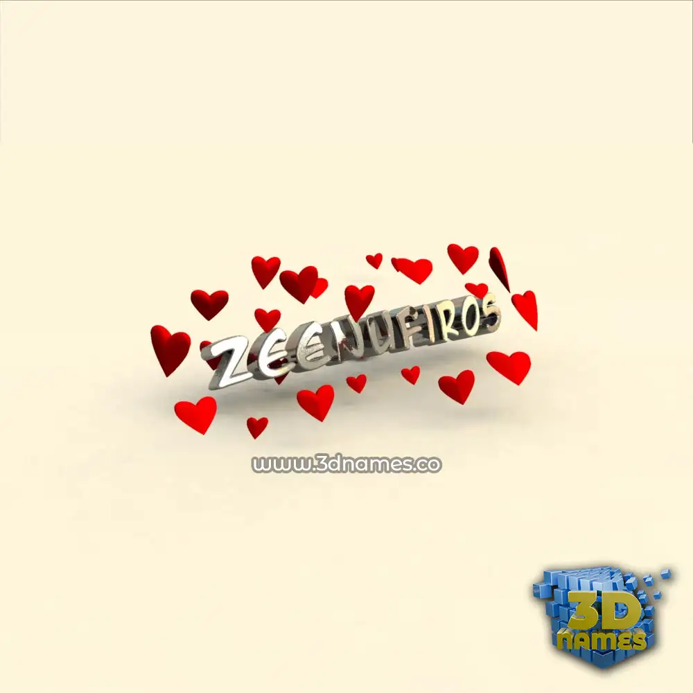 zeenufiros in In Love style - 3D name wallpaper