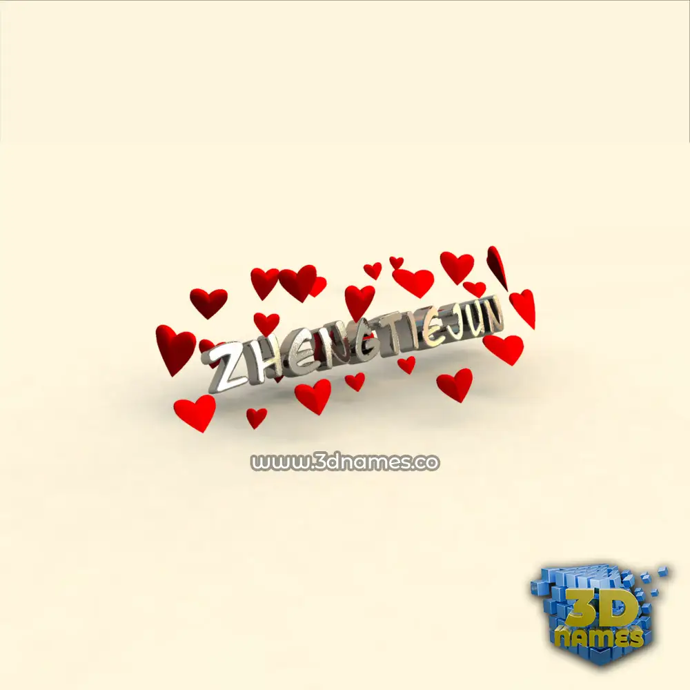 zhengtiejun in In Love style - 3D name wallpaper