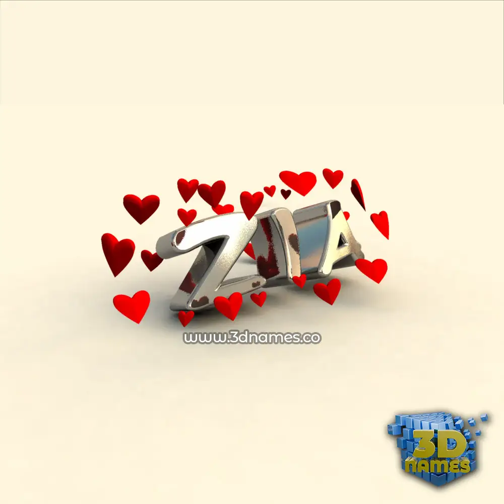 zia in In Love style - 3D name wallpaper
