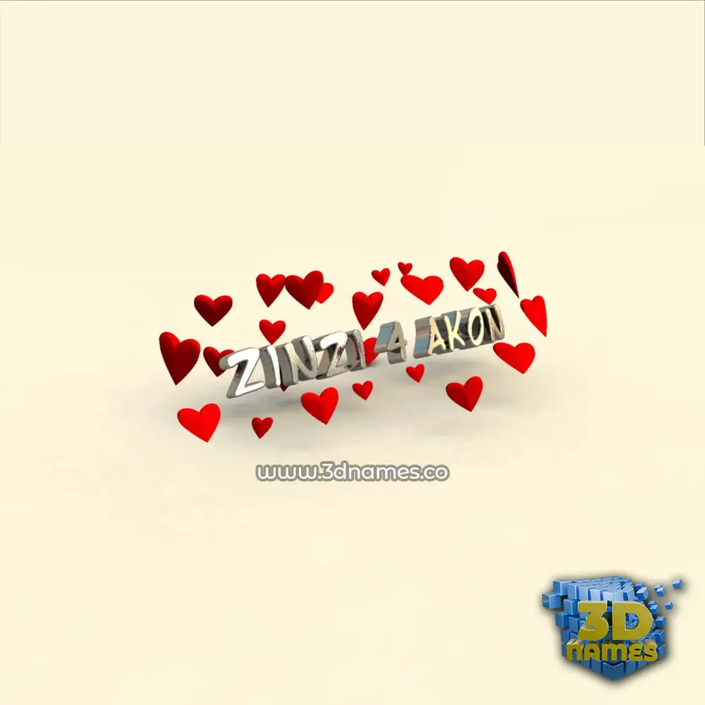 zinzi 4 akon in In Love style - 3D name wallpaper