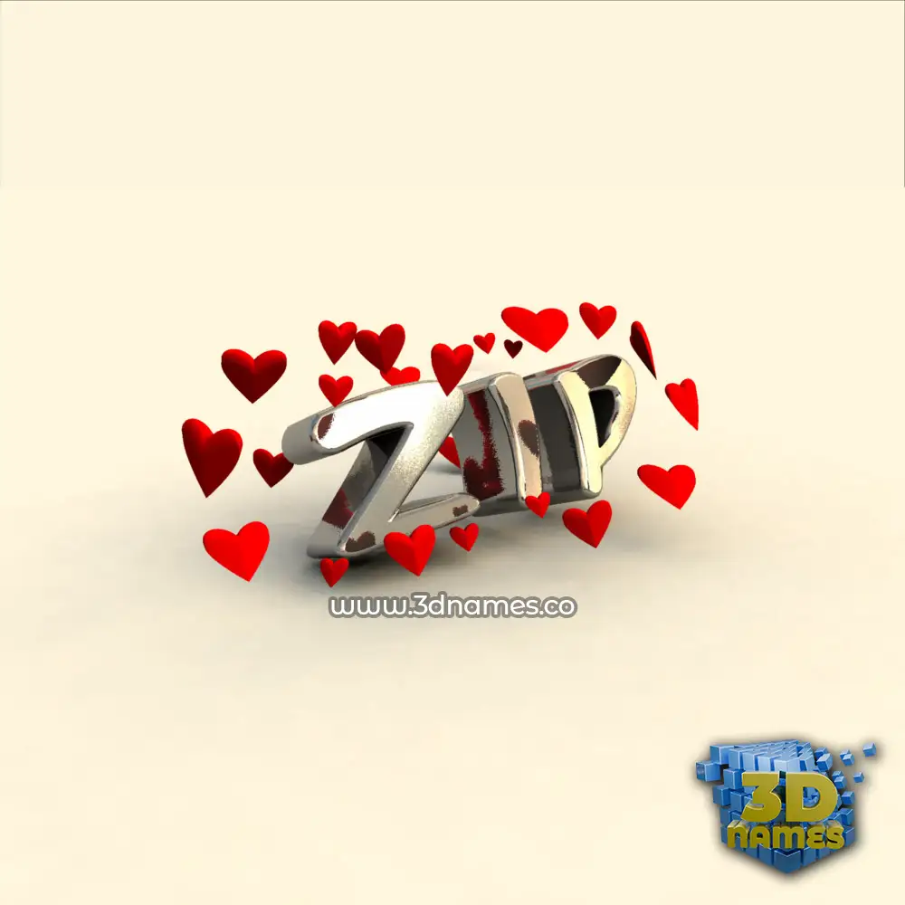 zip in In Love style - 3D name wallpaper