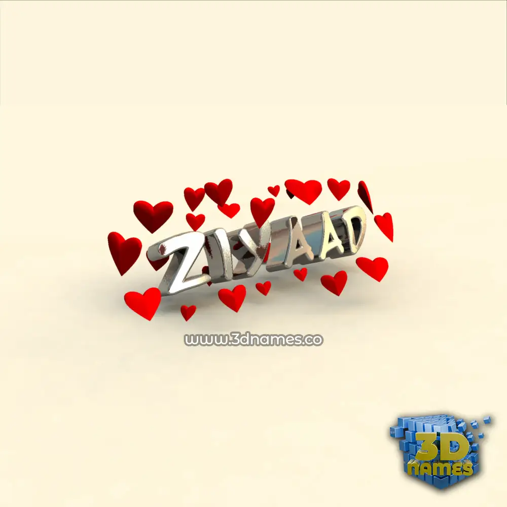 ziyaad in In Love style - 3D name wallpaper