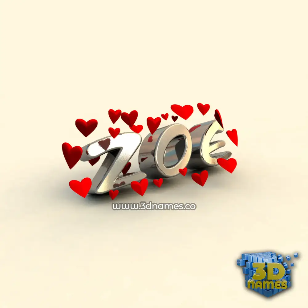 zoe in In Love style - 3D name wallpaper