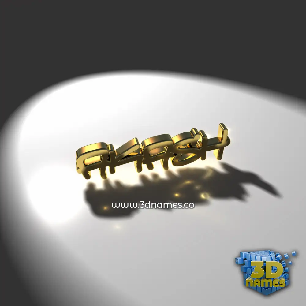 akash in Gold Shine style - 3D name wallpaper