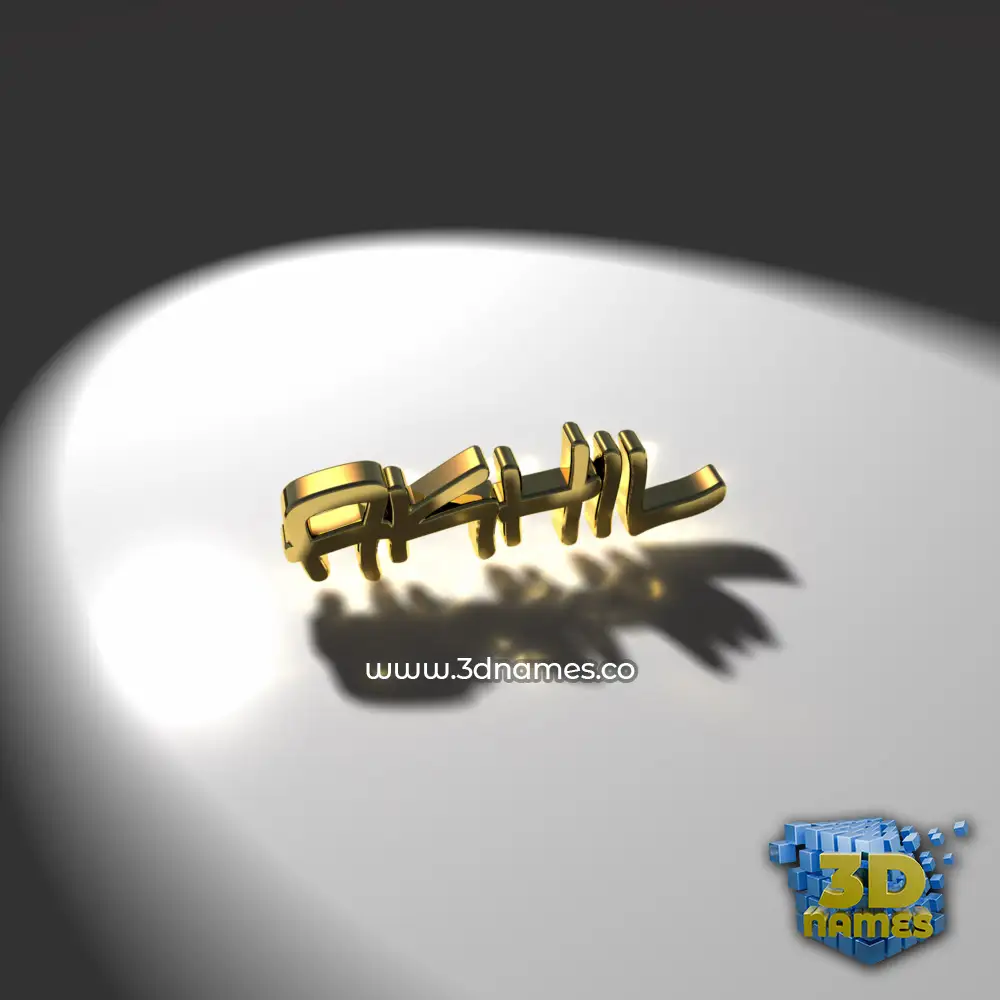akhil in Gold Shine style - 3D name wallpaper