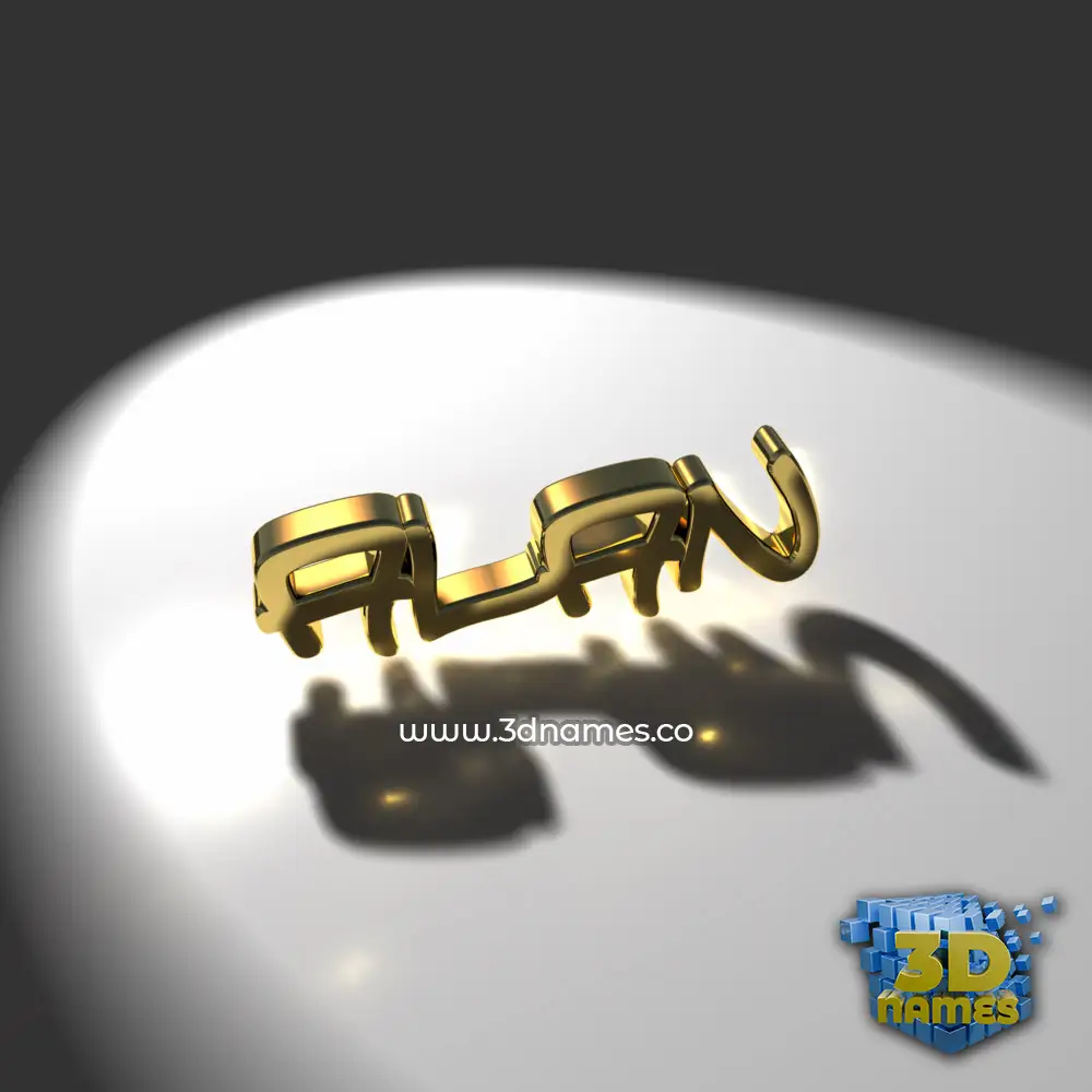 alan in Gold Shine style - 3D name wallpaper
