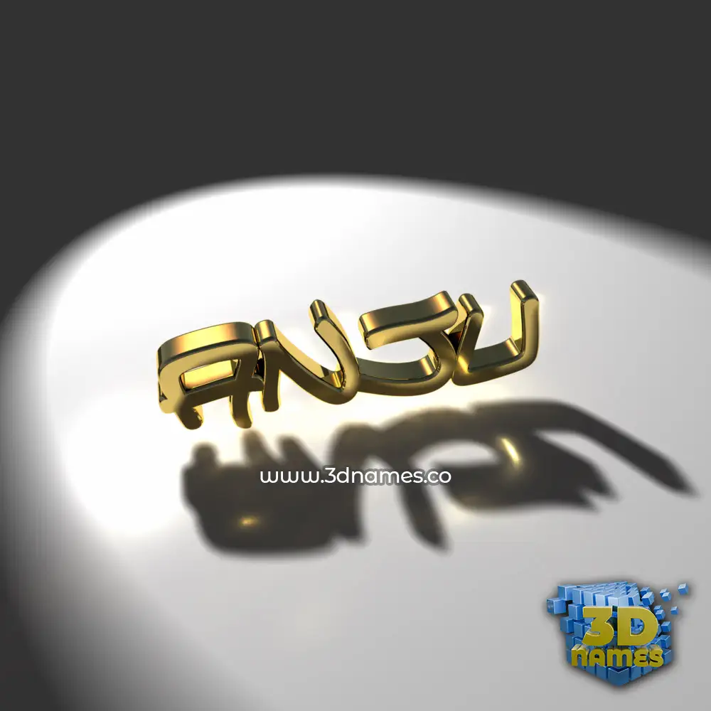 anju in Gold Shine style - 3D name wallpaper